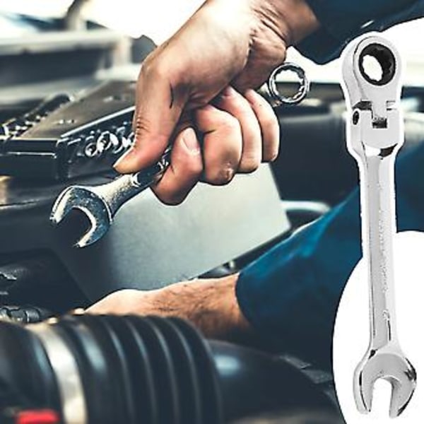 Kaksikäyttöinen räikkäavain liikkuvalla päällä, työtä säästävä kestävä huoltotyökalu autoille ja moottoripyörille (7mm)