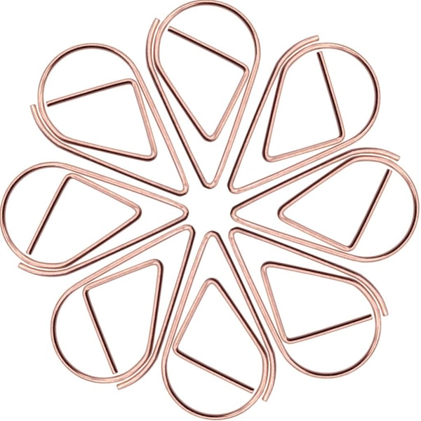 50 stk. rosegold papirclips, vanddråbeformede papirclips i metal