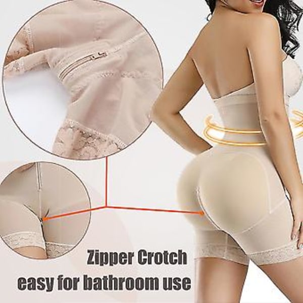 Naisten hoikentava vartalonmuotoilija saumaton pakarankohottaja bodyt push-up muotoileva alusasu korsetti (3XL Beige)