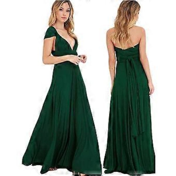 Kvinnors Aftonklänning, Multi-Way Wrap, Brudtärna, Formell, Lång Maxi, Omvandlingsbar Klänning (XL Röd)