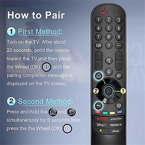 Erstatnings-Magic Remote AKB76039901 MR22GA/MR22GN for Smart TV 2022, med peker- og stemmefunksjon