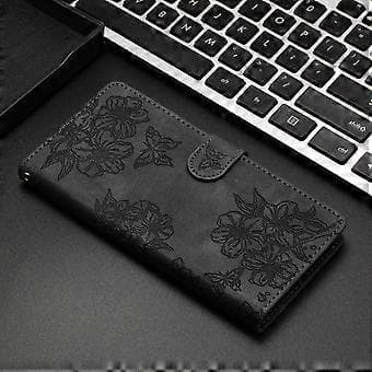 Cherry Blossom PU-etui til Motorola Moto G42 (Sort)