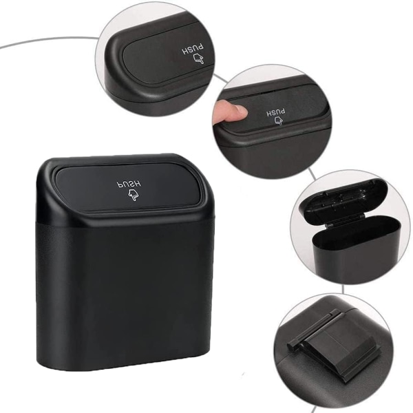 2 st Mini-sopkorg, Multifunktionell Bil-sopkorg med lock-Vatten
