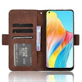 Oppo A58 4G -lompakkokotelo PU-nahkaa, puhelinteline ja useita korttipaikkoja (tyyli E)