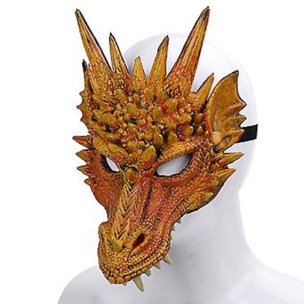 Dragermaske Karneval Cosplay Kostume Halloween Kostumer Dekoration (Gul)