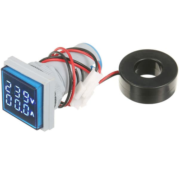 (Rød) Mini firkantet digitalt volt-amperemeter Voltammeter Amperemeter Voltme