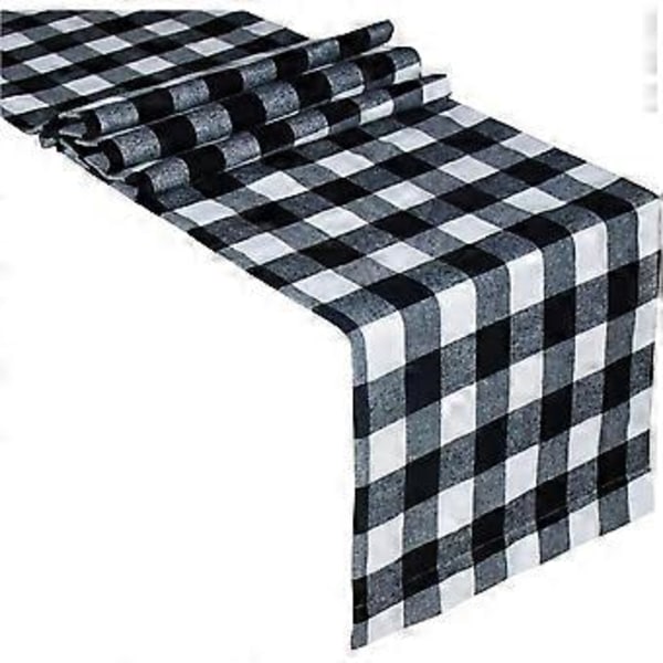 Buffalo Check Bordløber Bomuld Rød og Sort Tartan Klassisk Stilfuld Design til Familiemiddag Jul Ferie Fødselsdag (14 x 108 Tommer)
