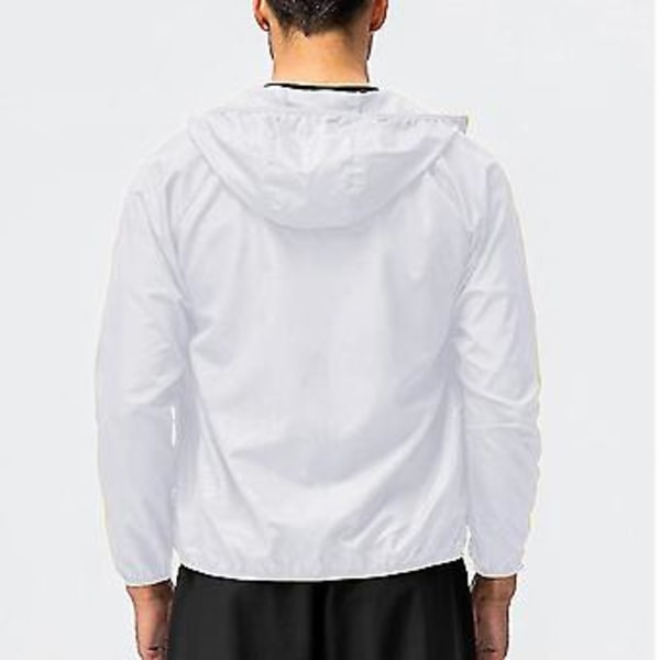 Mænd Letvægts Casual Jakke Combat Udendørs Vandreture Hættetrøje Frakke Overtøj Tops-r (3XL Hvid)