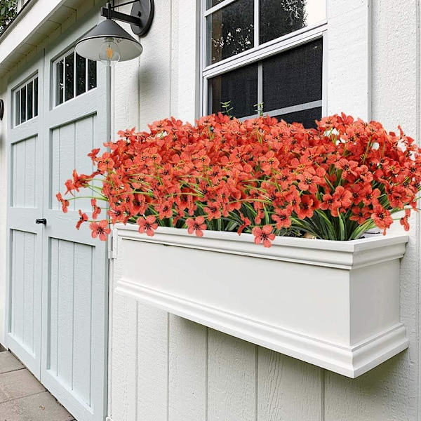 Konstgjorda falska, 12 st gula plastblommor grönska buskar plan
