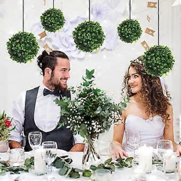 6 stk Simulert Graskule Plast Graskule Kunstig Blomsteroppsats Ornament Falsk Plantekule for Hjem Hage Bryllup 10cm