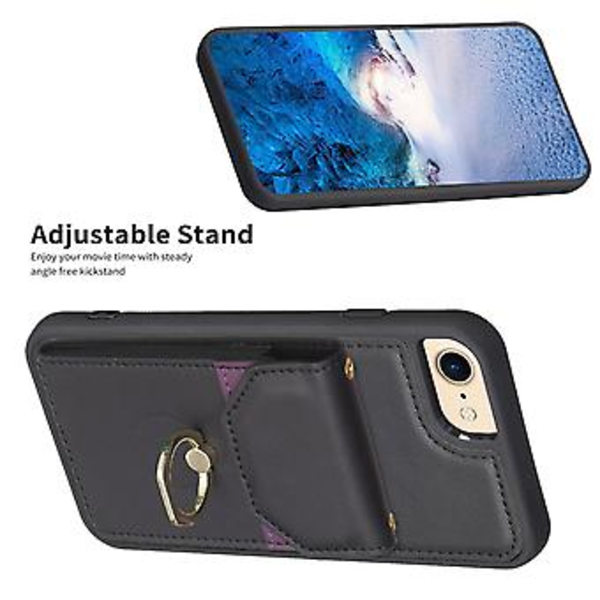 Organ Card Bag -puhelimen kuori iPhone SE 2022 / 2020 / 8 / 7 (Musta)