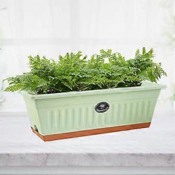 Kukka-ikkunalaatikko vihanneslaatikko suorakulmio 50x19x16cm ikkunalaudan istutuslaatikko viemäröintirei'illä pihalle, kuistille monikäyttöinen (vaaleanvihreä)