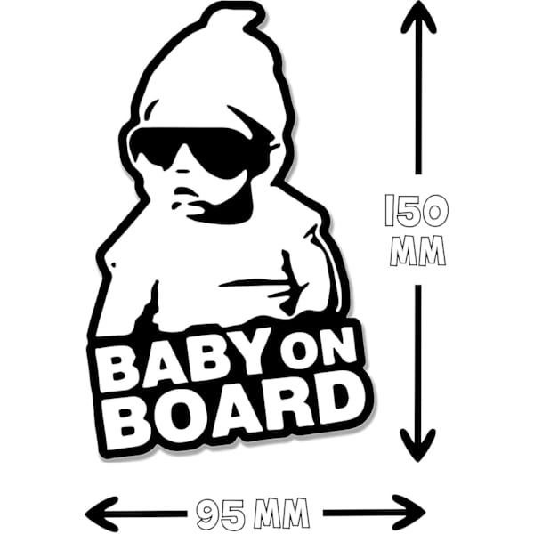 Decal World Baby On Board -tarra, vinyyliautotarra | Yksittäinen | Helppo