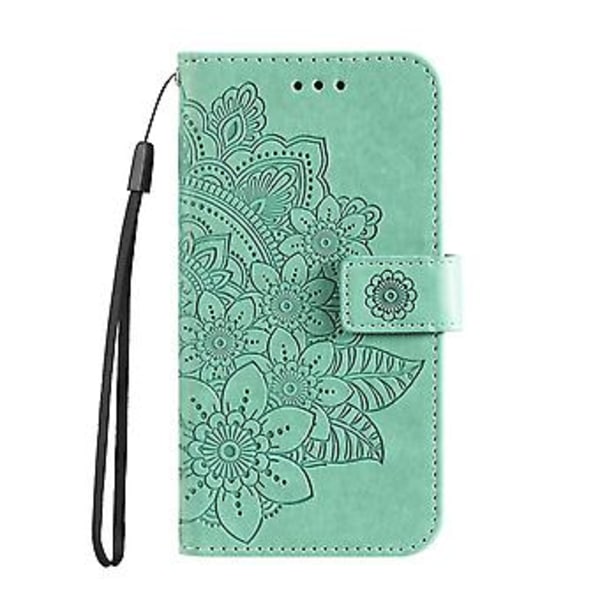 Blomster PU-etui til Honor X8 5G / X6 (Grøn)