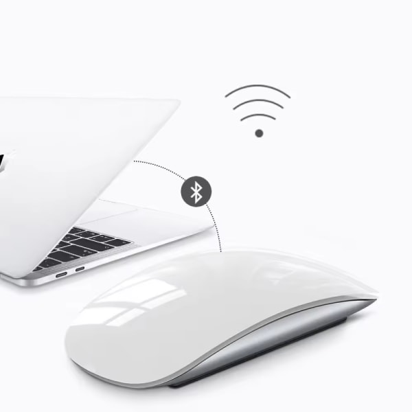 Svart, trådløs Bluetooth Touch-mus for Mac/iPad, 1600 DPI Rech