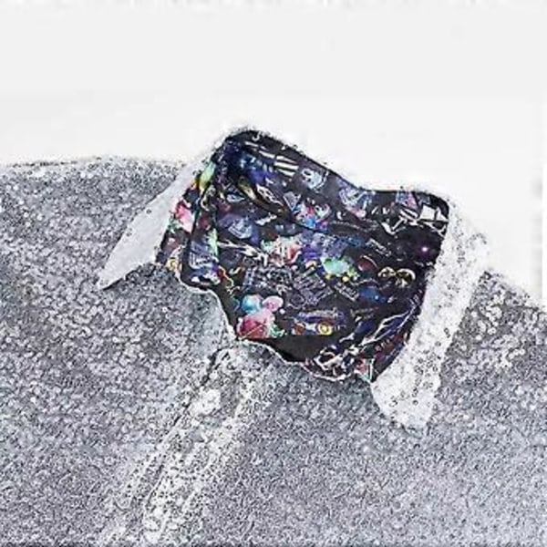 Sequin Skjorte til Mænds Glitter Korte Ærmer Klubfest Skinnende Skjorter (XL)