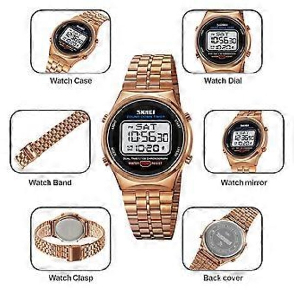 SKMEI 1882 30M Vattentät Digital Armbandsur (Guld Vit)
