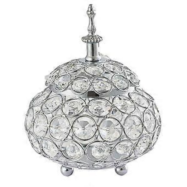 Utskjuten Kristall Värmeljushållare/Ljuslykta Hem Bord Ljusstake för Bröllop Moderna Mittpunkter för Alla Hjärtans Dag (Silver)