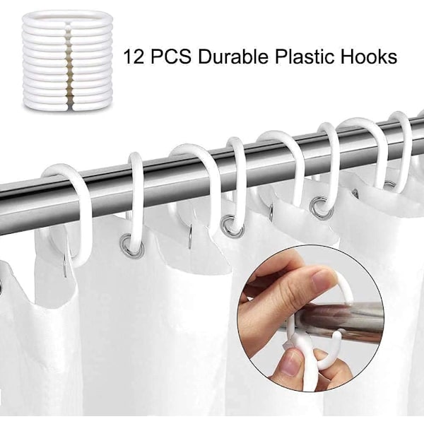 Marmor Duschdraperi, Vit Textil Duschdraperi för Hotell/Spa/