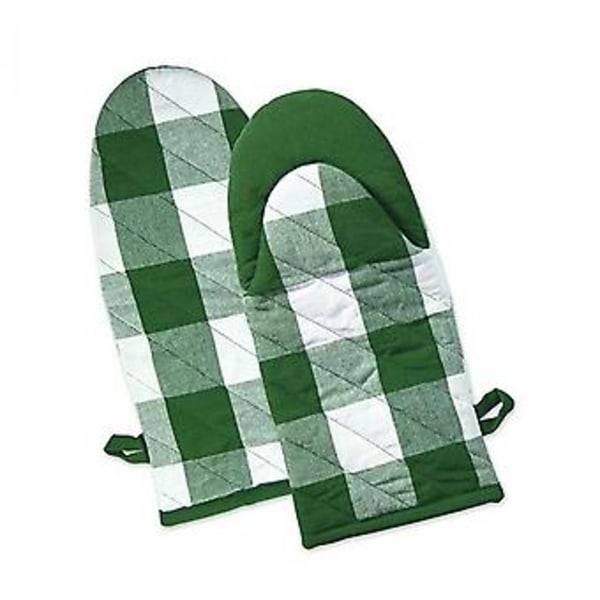 Vihreät ja valkoiset uuni- ja mikroaaltouuninkäsineet, korkean lämpötilan kestävät puuvillaverkot, paksuuntuneet keittiön leivontaan, palovammojen estävät käsineet