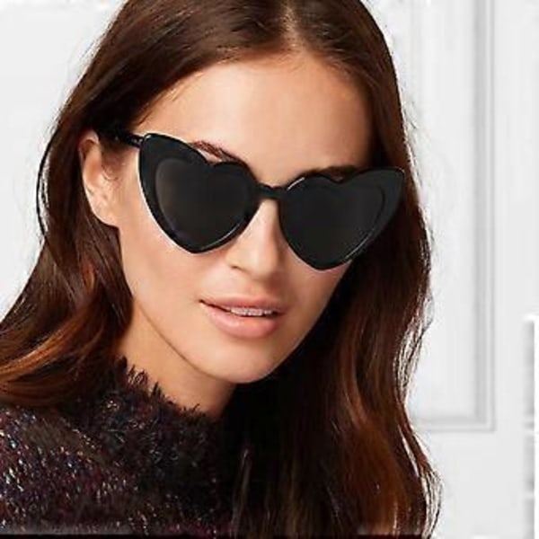 NYE Hjerteformede Solbriller til Kvinder, Trendy Søde Hjertebriller Retro Taylor Solbriller (Gul)