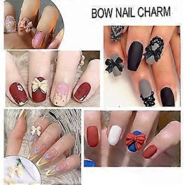 100 st 3D Rosett Nagelkonst Dekorationer, Färgglada Rosett Nageltillbehör 3D Rosetter Nagelcharms för Akryl Resin Flatback Nagelkonst Design ##-2.Obs: Inget lim