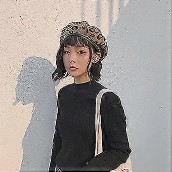 Baret Fransk Kunstner Leopard Baret Damer Kvinder Efterår Vinter Hat Justerbar