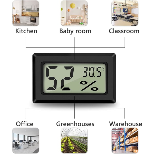 (6 stk) Mini digital LCD-termometer hygrometer temperatur fuktighet -50~70℃ 10%~99% RH bærbar termometer
