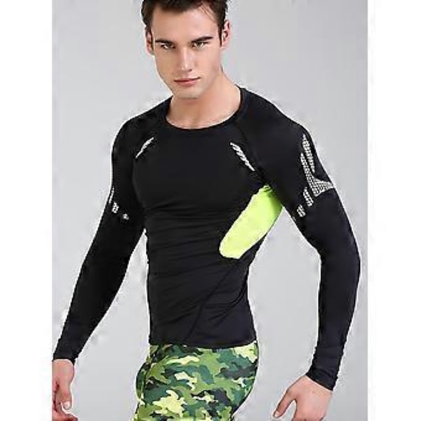 Sports- og fitnesstights herre langærmet hurtigtørrende toppe løb basketball træning sweatshirts plus fløjl T-shirts(M )