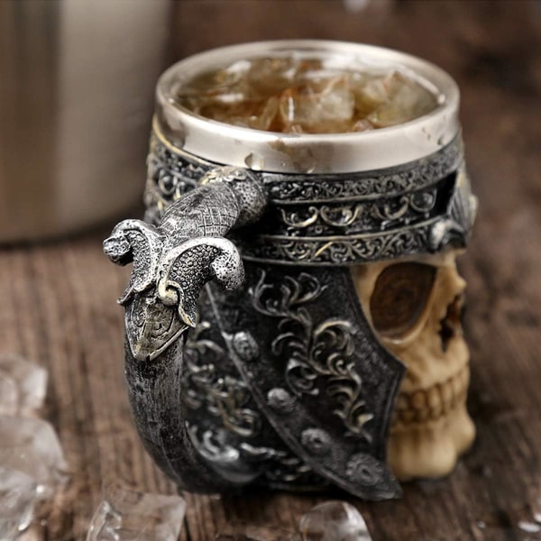 Gothic 3D Skull Mug - Mugg i rostfritt stål Dricksmugg för Bevera