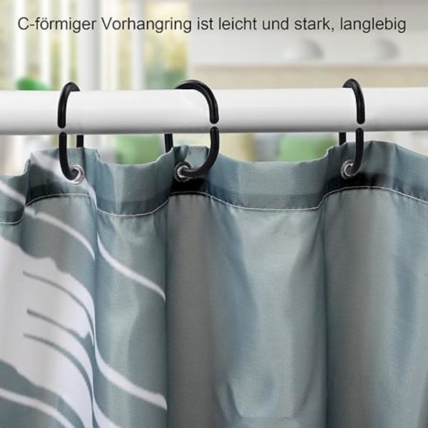 12-pack plast glidande duschdraperiringar svart