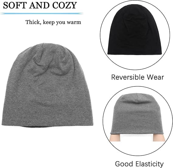 Vinter Slouchy Beanie Huer til Kvinder Mænd Blød Varm Reversible Ski