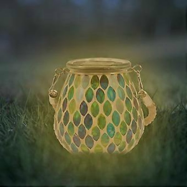 Solar Mosaic Mason Jar Lys Dekorativ Utendørs Solar Mason Jar Lampe for Hage