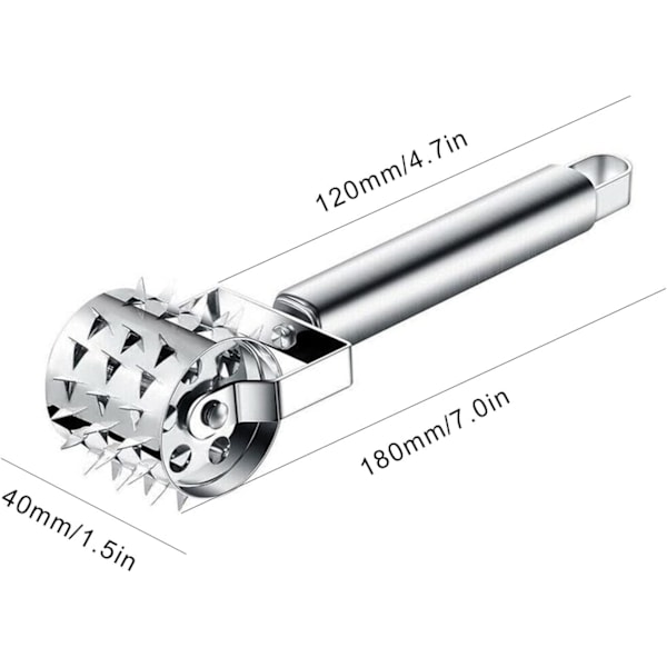 Silver - 19cm Köttmörare, Silver Rostfritt Stål Kött Hammare