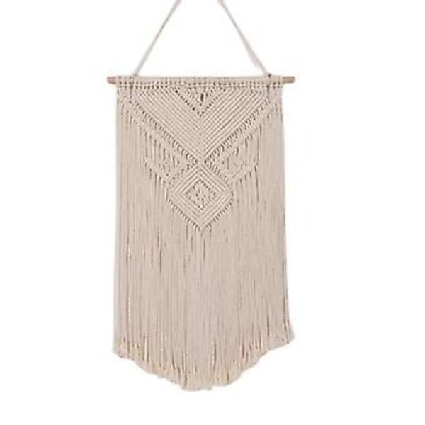 Bohemian DIY vevd bomullsrepetassel veggdekorasjon for hjemmet, medium trepinne med hull 1*1