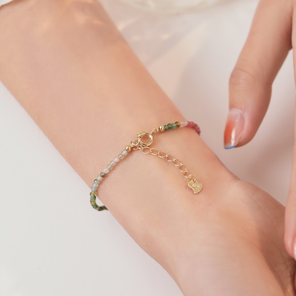 Mycket fint 2mm regnbågsfärgat litet turmalinarmband för kvinnor Wangfu Sto