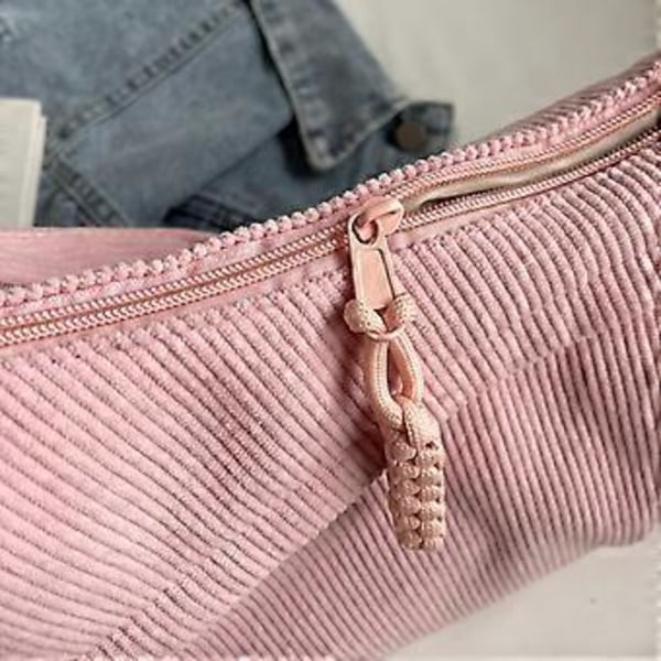 Chic Corduroy Crescent Crossbody Väska Casual Axelväskor Dumpling Handväska Satchel Perfekt för Studenter och Professionella Khaki( Khaki)