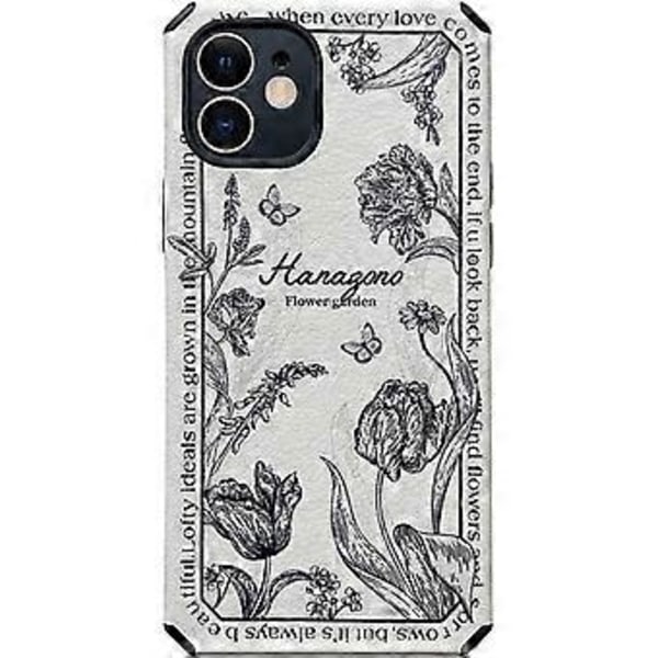 INS Retro Relief Blomma Vit Telefonfodral för iPhone 12 Pro Max 6,7 tum Mode Blommigt Omslag Silikon Stötsäker Skyddande Fodral