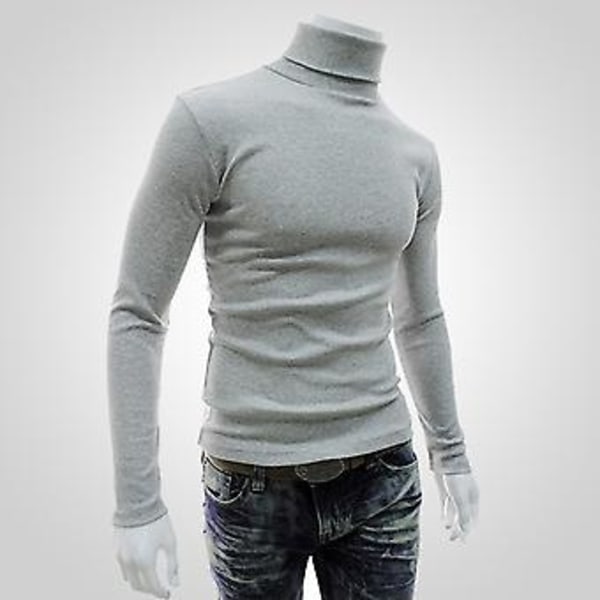 Fianao Långärmad Tröja med Mockhals Herrar Pullover Mjuk Enfärgad Stretchig Stickad Skjorta för Höst Vinter (XL Vit)