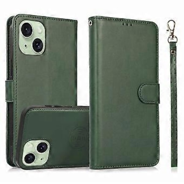 iPhone 15 Plus PU-nahkainen lompakko-telinepuhelimen kuori irrotettava 2-in-1 puhelimen suojus (tyyli F)