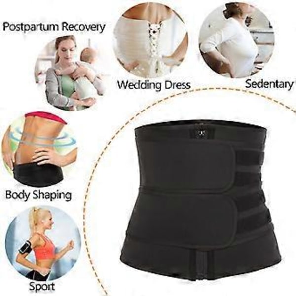 Unisex Taljetræner Korset Sports Talje Justerbar Shapewear Sort, S(S )