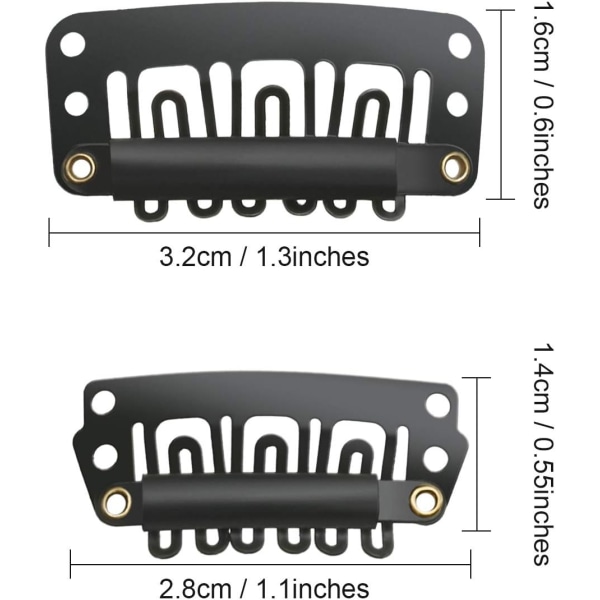 100 stk. parykclips U-formede metalclips rustfrit stål parykclips
