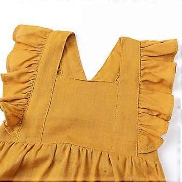 Babykläder Flicka Baby Romper Volang Ärmlös Jumpsuit Heldräkt Enfärgad Bodysuit Sommar Babykläder Flicka Blå 80(80 Blå)