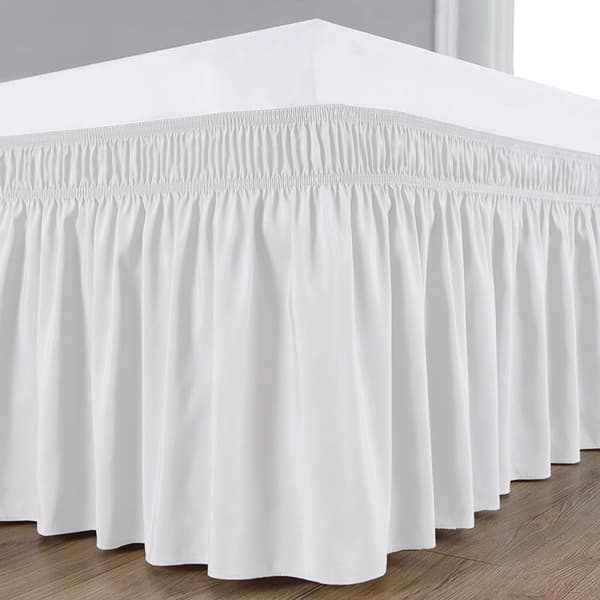 (Dubbel 150 x 200 40 cm, Vit) Sängkjolar Volang sängkjol Robust och elastisk sängbasöverdrag Wrap-