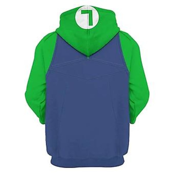 Unisex Mario 3D hettegenser for kvinner og menn, hettegenser, genser, topper, gaver, XL Luigi