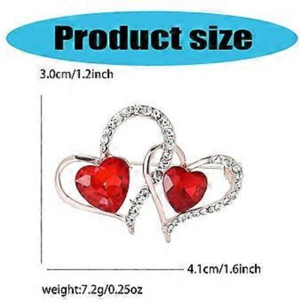Trendy Rhinestones Dobbelte Hjerte Brocher til Kvinder og Mænd Valentinsdag Fest Tilbehør Gaver Daglig Fritidstøj