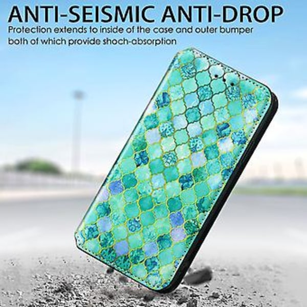 Värikäs magneettinen nahkakotelo Samsung Galaxy A12:lle (Smaragdinvihreä)