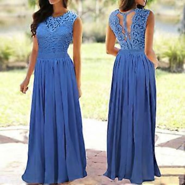 Stort Prisfald Ny Dame Blonde Elegant Bryllups Aftenkjole, Lang Afslappet Blondekjole, Brudepigekjoler, S-XXL (XL Grøn)