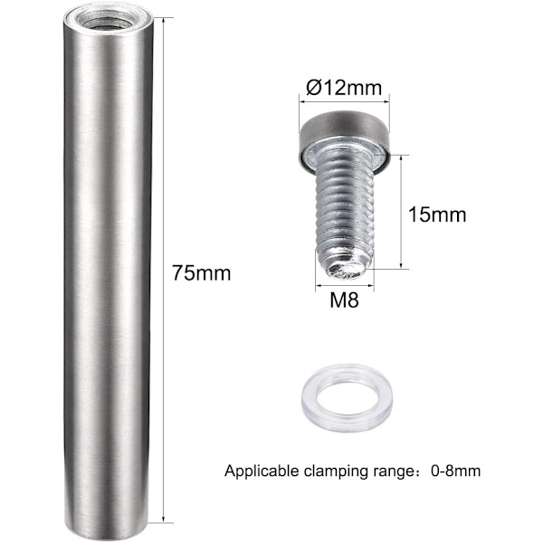 (12x80mm Glass Spacer Skruv Spacer Spik Reklam Montering Skylt Akryl Stöd 5st