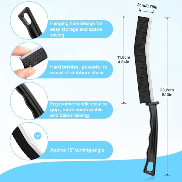 3 stk Gap Cleaning Brush, Groove Brush med håndtak, Multifunct
